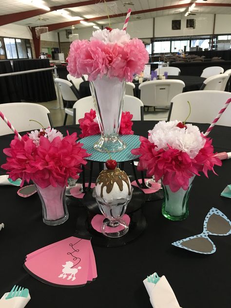 Grease 50th Birthday Party, Pink Ladies Party, 50s Theme Party, 50s Themed Party Ideas, 50’s Theme Party, 50s Party Decorations, 1950s Party Ideas, Grease Theme, Grease Themed Parties