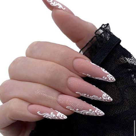 Lace Wedding Nails, Lace Nail Design, White Lace Nails, Engagement Nails, Lace Nail Art, Punk Nails, Lace Nails, Nail Art Wedding, Bride Nails