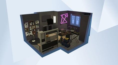 Check out this room in The Sims 4 Gallery! - This is a #DJ #Studio for #music lovers and #musicians. It features a DJ #booth, #computer, #desk, #television, and lots of cute #Clutter. Perfect for the #indie music lover in your world! Sims 4 Music Studio, Dj Studio, Dj Room, Sims 4 Gallery, Dj Set, Dj Booth, Indie Music, Music Studio, Music Lover