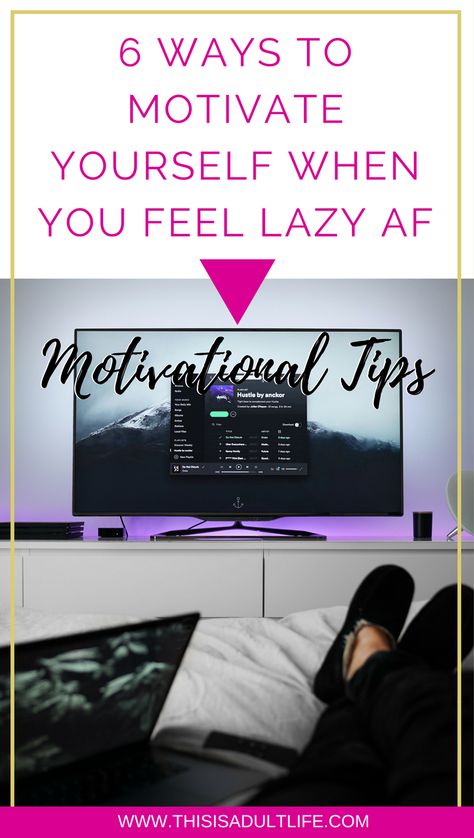 How to self motivate. How to make yourself more motivated. Ways to motivate yourself for productivity. Tips to be more productive. How to increase your productivity. Productivity Tips. Tips for productivity. How to have a productive day. Ways to be productive through the day. How to stop feeling lazy. What to do when you feel lazy. #productivitytips #productiveday #tipsforproductivity #productivelifestyle #selfmotivate #motivateyourself #beproductive #increasedproductivity #motivated #morning Productive Tips, Ways To Motivate Yourself, How To Overcome Laziness, Stop Being Lazy, Motivational Tips, Being Productive, Feeling Lazy, Stop Feeling, Study Smarter