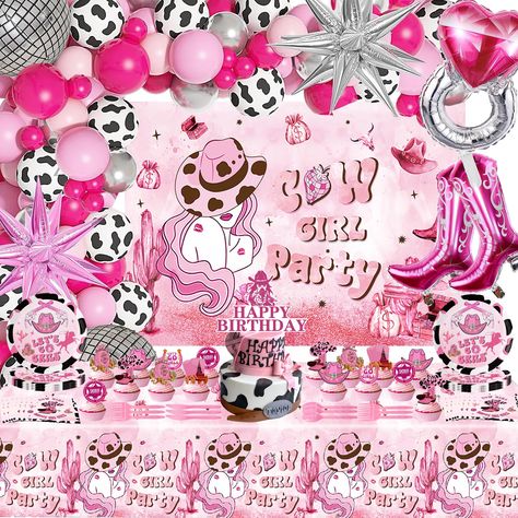 PRICES MAY VARY. Eye-Catching Party Supplies: Throwing your child a fun birthday party they will always remember! cowgirl birthday party decorations kit contains everything you need for easy, fast setup and takedown. This party pack includes more than just disposable dinnerware--it also has festive decorations perfect for tying the room together, and a party tableware for the guest of honor. Total Pieces -- This cowgirl party decorations includes enough party supplies to host a party of 10 guest Cowgirl Birthday Party Decorations, Cowgirl Decorations, Cowgirl Party Decorations, Decorations For Birthday Party, Cowgirl Birthday Party, Balloon Kit, Cowgirl Birthday, Fun Birthday Party, Cowgirl Party