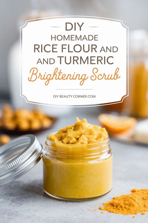 Radiant Skin DIY Rice Flour & Turmeric Glow Scrub Diy Rice Flour, Diy Face Scrubs, Homemade Face Scrub, Benefits Of Rice, Face Scrub Recipe, Turmeric Scrub, Scrub Homemade, Diy Face Scrub, Skin Scrub