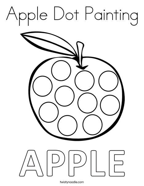 Apple Dot Painting Coloring Page - Twisty Noodle Apple Dot Painting, Painting Worksheet, Paint Coloring Pages, Apple Lesson Plans, Apple Lessons, Holiday Worksheets, Preschool Crafts Fall, Apple Preschool, Twisty Noodle