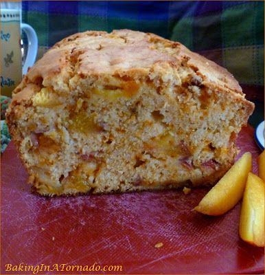 Cinnamon Nectarine Quick Bread, a moist quick cinnamon crusted bread filled with cinnamon flavor and chunks of nectarines. | Recipe developed by www.BakingInATornado.com | #recipe #bread #fruit Nectarine Bread, Tornado Recipe, Nectarine Recipes, Peach Bread, Bread Quick, Quick Bread Recipes Easy, Recipe Bread, Quick Bread Recipe, Bread Fruit