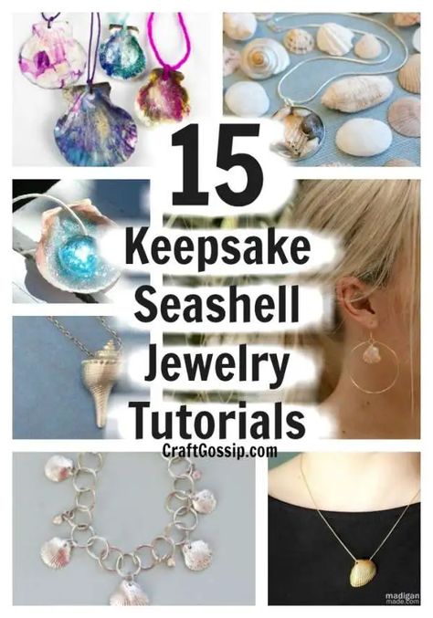 15 Seashell Jewelry Crafts How To Make A Necklace With Sea Shells, Seashell Jewelry Diy Earrings, Seashell Earrings Diy, Shell Necklace Diy, Seashell Jewelry Diy, Shell Ideas, Braided Bracelet Diy, Diy Jewelry Tutorials, Shell Crafts Diy