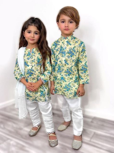 Ramadan Outfits, Ramadan Dress, Brother Sister Matching Outfits, Kids Kurta Pajama, Shalwar Kameez Designs, Dupatta Lace, Eid Dress, Kids Dress Wear, Kids Dress Patterns