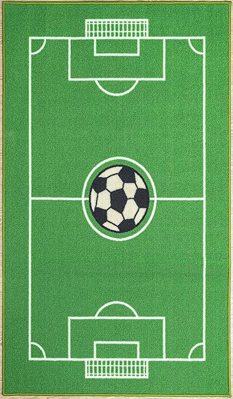 Furnish My Place 685 Solid Soccer Rug for Play Area, All Star Soccer Field Ground, Green (4'5"x6'9") Soccer Room, Sports Theme Classroom, Kids Area Rugs, My Place, Accent Rug, Persian Area Rugs, Home Decor Store, Play Area, Classroom Themes