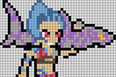 League of Legends Jinx Pixel Art Jinx Pixel Art, Jinx Game, Niche Interests, Pixel Art Minecraft, Melt Beads Patterns, League Of Legends Poster, Melt Beads, Pixel Art Designs, Modele Pixel Art