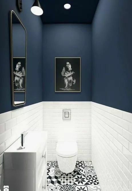 Photo Pinterest, White Bathroom Designs, Toilet Room, Small Toilet, Half Bathroom, Basement Bathroom, Household Furniture, Black Bathroom, White Bathroom