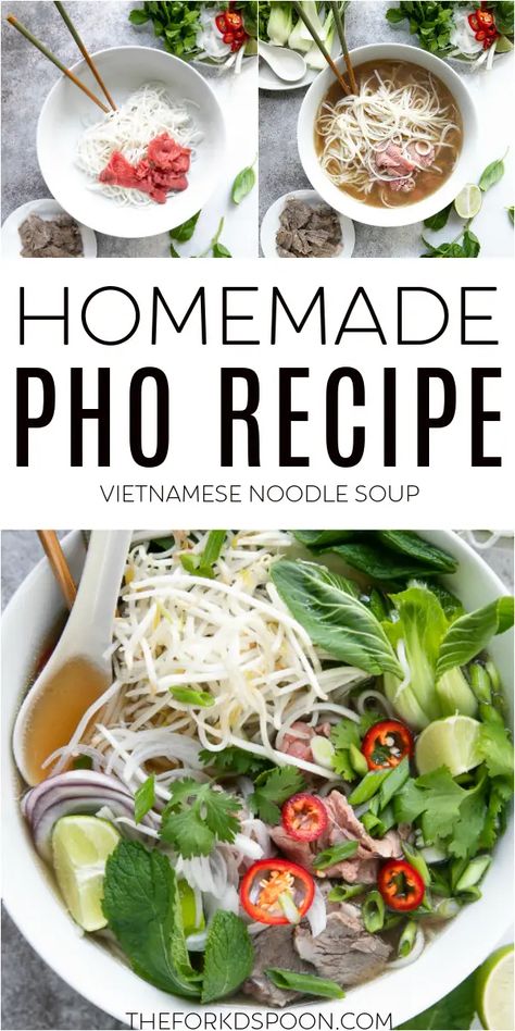 Pho Recipe Easy, Pho Soup Recipe, Vietnamese Noodle Soup, Chewy Noodles, Pho Noodle Soup, Pho Restaurant, Pho Broth, Pho Noodles, Vietnamese Pho