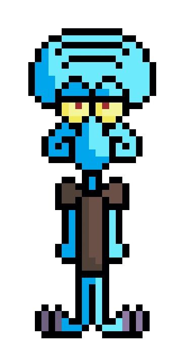 Sandbox Squidward Squidward Pixel Art, Squidward Bold And Brash, Squidward Loser Painting, Squidward Screaming, Squidward Meme, Sandbox, Cute Characters, Pixel Art, Vault Boy