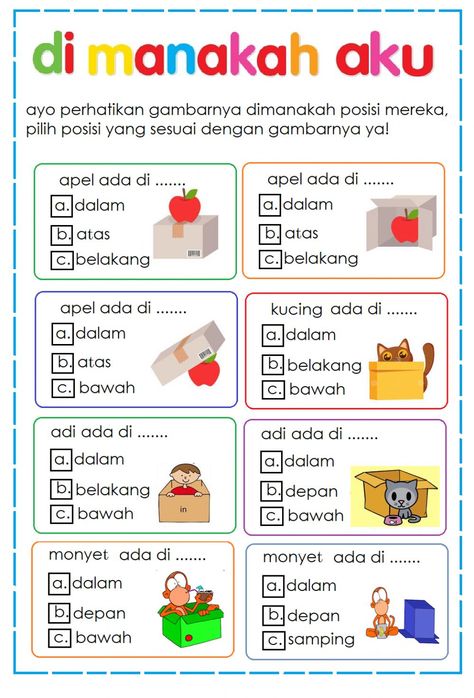 Worksheet Tk, Pelajaran Tk, Soal Tk, Learning Colors Activities, Activity For Kindergarten, Worksheet For Kindergarten, Preschool Activities Printable, Muslim Kids Activities, Cvc Words Kindergarten