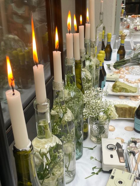 Candles In Wine Bottles Wedding, Wine Bottle Candles Wedding, Candle In Wine Bottle, Candles In Wine Bottles, Outdoor Wedding Candles, Bridal Shower Candles, Wedding Duties, Shower Candles, Outdoor Wedding Tables