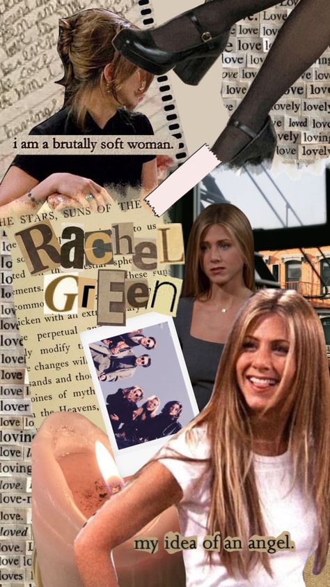 Rachael Green Aesthetic, Rachel Green Asthetics, Rachel Green Drawing, Rachel Green Aesthetic Moodboard, Rachel Green Wallpaper, Rachel Green Aesthetic, Aesthetic Pinboard, Brutally Soft, Rachel Greene