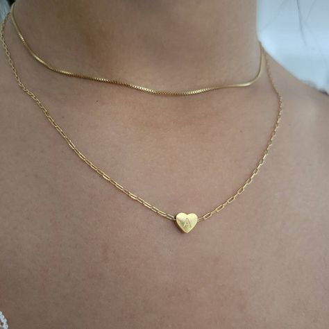 Boyfriend Necklace, Dainty Initial Necklace, Heart Necklaces, Gold Anniversary, Necklace Heart, M Sorry, Wedding Necklaces, Girls Necklaces, Personalized Initials