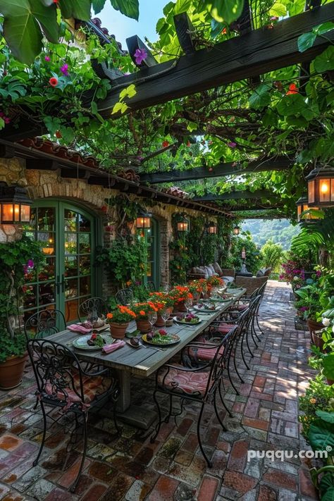 Outdoor Tuscan Patio: Bringing the Charm of Tuscany to Your Backyard - Puqqu Italian Patio Ideas Tuscany Italy, European Backyard, European Patio, Tuscan Patio, Mountain Property, Woodland Wall, Air Bnb, Outdoor Decor Backyard, Interior Modern