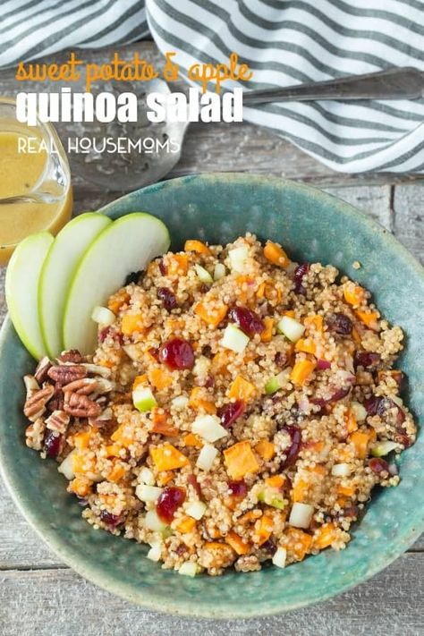 Apple Quinoa Salad, Apple Quinoa, Apple Sweet Potato, Sweet Potato Quinoa Salad, Sweet Potato Quinoa, Healthy Bowl, Quinoa Salat, Sweet Potato And Apple, Vegetarian Side Dishes