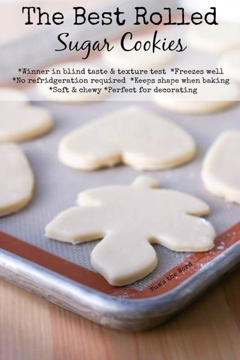 The Best Rolled Sugar Cookies - Main image for recipe - unbaked cookies on cookie sheet Best Rolled Sugar Cookies, Best Frosting Recipe, Homemade Icing, Rolled Sugar Cookie Recipe, Roll Out Sugar Cookies, Drop Sugar Cookies, Holiday Candy Recipes, Best Sugar Cookie Recipe, Rolled Sugar Cookies