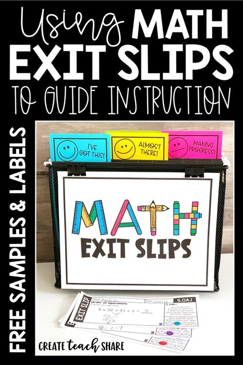 Math Exit Tickets, Check For Understanding, Exit Slip, Classroom Organization Elementary, Exit Slips, Math Classroom Decorations, Exit Tickets, Upper Elementary Classroom, Free Labels