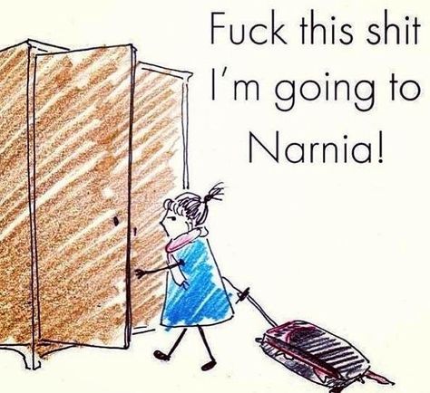 Funny going to Narnia quote and illustration Behind Blue Eyes, Funny Bunnies, Picture Day, Narnia, Travel Quotes, Make Me Smile, I Laughed, Fanfiction, Funny Pictures