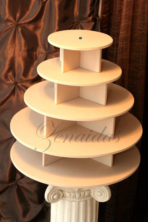 Cupcake Stand 5 Tier Round MDF Wood 100 Cupcake Threaded Rod and Freestanding Style Tower Stand Wedding Stand Birthday Stand DIY Project Diy Wedding Cupcakes, Donut Diy, Birthday Stand, Birthday Cake Stand, Wedding Cupcake Display, Diy Cupcake Stand, Cupcake Tower Wedding, Wedding Stand, Cupcake Tiers Stand