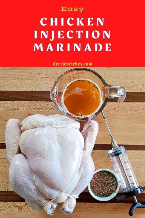 Easy Chicken Injection Marinade Chicken Injection Marinade, Poultry Injection Recipe, Chicken Injection Recipes, Meat Injection Recipe, Roast Chicken Marinade, Injection Marinade Recipe, Brine Whole Chicken, Turkey Injection Marinade, Turkey Injection