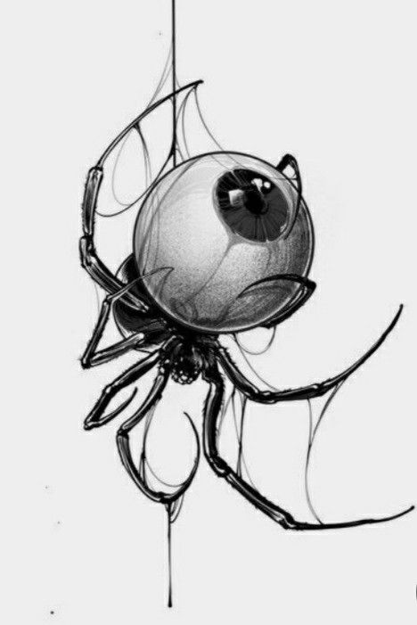 Eyeball Tattoo, Spider Drawing, Scary Drawings, Eyeball Art, Arte Doodle, Creepy Drawings, Art Noir, Spider Tattoo, Creepy Tattoos