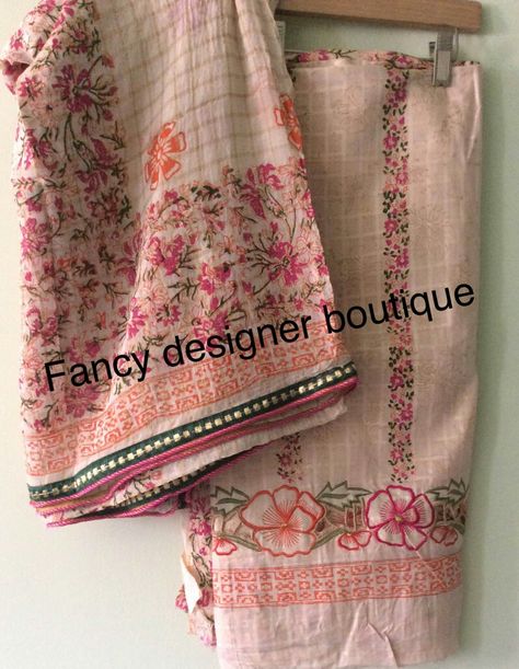 Off white block printing and hand embroidery suit @ Fancy designer boutique Block Painting Punjabi Suit, Designer Punjabi Suits Patiala, Block Printed Suits, Embroidery Suits Punjabi, Embroidery Suit, Punjabi Fashion, Hand Painted Dress, Designer Punjabi Suits, Block Painting