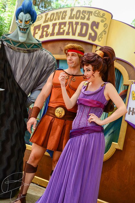 Hercules, Megara, and Hades Hercules Cosplay, Meg Cosplay, Hercules And Megara, Hercules Costume, Disney Couple Costumes, Hercules Megara, Halloween Couple Costumes, Megara Disney, Couple Disney