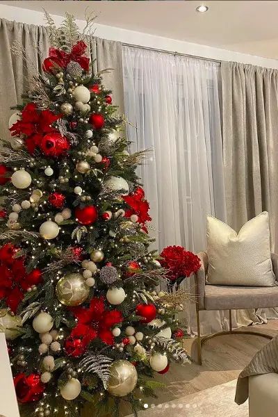 White Christmas Tree Decor Ideas, White Christmas Tree Decor, White Xmas Tree, Red And White Christmas Tree, Christmas Tree Inspo, White Christmas Tree Decorations, Church Christmas Decorations, Christmas Tree Decor Ideas, Glam Christmas Decor