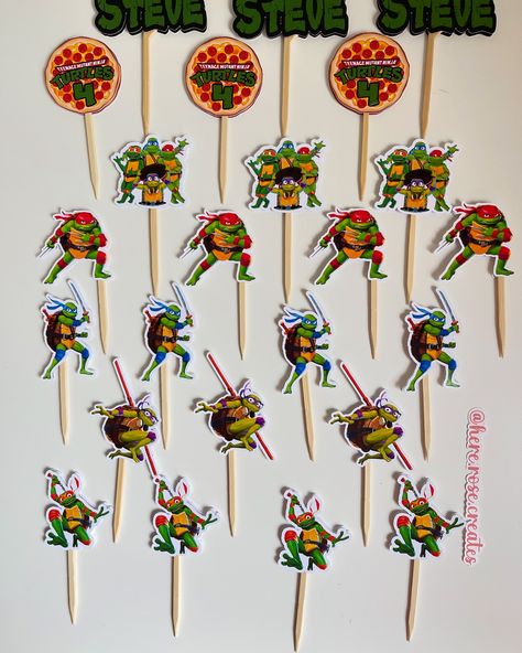 Mutant Mayhem Ninja Turtles Cupcake Toppers! Available with or without stick. DM us today and check out our Etsy page. Link in bio 🐢🥷🧁 • • • #cupcake #CustomCupcakeToppers #cakedecorating #smallbusiness #handmade #cupcaketopper #CustomCakes #partydecor #NYCbased #etsy #etsyseller #dmtoorder #shoplocal #shopsmall #mutantmayhem #tmnt #ninjaturtles #viral #fyp #asmr Mutant Mayhem Birthday Party, Ninja Turtles Cupcake Toppers, Ninja Turtle Cupcakes, Custom Cupcake Toppers, Mutant Mayhem, Custom Cakes, Ninja Turtles, Cupcake Toppers, Small Shop