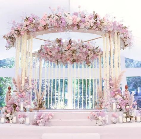 Pastel Mandap, Planet Diy, Mandap Ideas, Weddings Decorations Elegant Romantic, Asian Wedding Decor, Wedding Illustration Card, Pastel Wedding Theme, Mandap Design, Rose Gold Wedding Decor