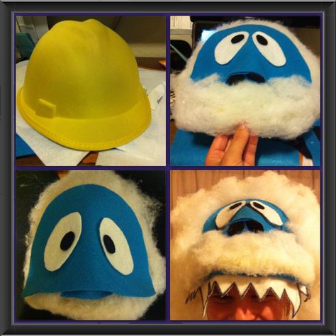 Abominable Snowman Hat/Mask  Started with a foam construction hat purchased after Halloween at Target. Added felt squares and stuffing to complete the hat. Rudolph Costume, Abominable Snowman Costume, Snowman Costume, Construction Hat, Holiday Parades, Hat Diy, Parents Christmas, Felt Squares, Abominable Snowman