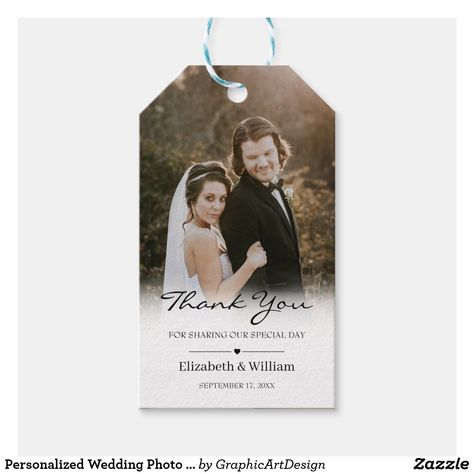 Personalized Wedding Photo Thank You Gift Tags Gift Tags Wedding, Wedding Favors Packaging, Wedding Gift Tags, Custom Ribbon, Wedding Tags, Logo Gifts, Wedding Souvenirs, Personalized Gift Tags, Wedding Favor Tags