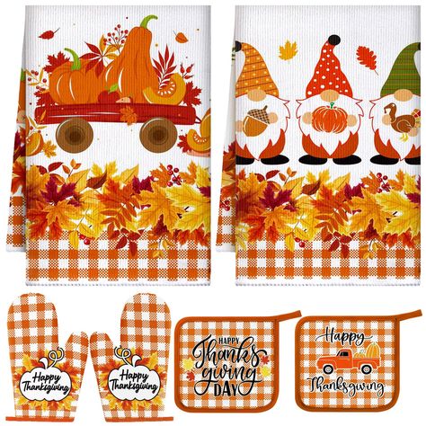 PRICES MAY VARY. Comprehensive Kitchen Set: meet your kitchen needs with our Thanksgiving 6 pack kitchen set; This includes 2 pieces of dish towels, 2 oven mitts, and 2 pot holders, designed to enhance your cooking experience; Whether it's for daily use or holiday celebrations, this kitchen set will serve you efficiently Easy to Use: this kitchen set can help you hold the hot things in the oven without making your hands uncomfortable and allow you to put the hot things on the table conveniently; Gnome Pot Holder, Gnome Pot, Thanksgiving Kitchen, Holiday Feast, Baking Set, Cooking Accessories, Kitchen Towel Set, Gifts For Cooks, Kitchen Gift