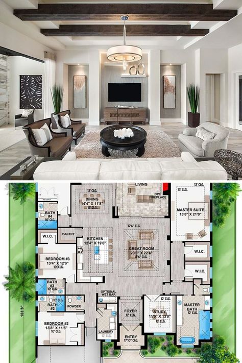 Single Story Luxury House Plans, One Story 4 Bedroom House Plans Modern, Luxury One Story Homes Modern, 1 Floor 5 Bedroom House Plans, 4 Bedroom One Story House Plans Modern, Single Story Floorplans, 1 Story Mansion Floor Plan, Floor Plans 5 Bedroom One Story, Modern Home Plans One Story Layout