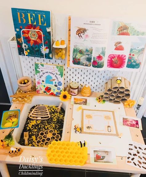 Spring Lesson Plans, Toddler Sensory Bins, Bugs Preschool, Bee Activities, Bee Classroom, Insects Theme, Garden Art Ideas, Toddler Sensory, Sensory Table