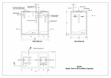 Concrete Septic Tank Design, Septic Tank Size, Concrete Septic Tank, Diy Composting Toilet, Septic Tank Design, Septic Tank Systems, Construction Drawing, Creative Photography Poses, System Design