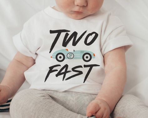 Two Fast Birthday Shirt, Racing Birthday Party, Two Fast Birthday, Racing Birthday, 2nd Birthday Party For Boys, 2nd Birthday Outfit, 2nd Birthday Shirt, Second Birthday Ideas, Race Car Birthday Party