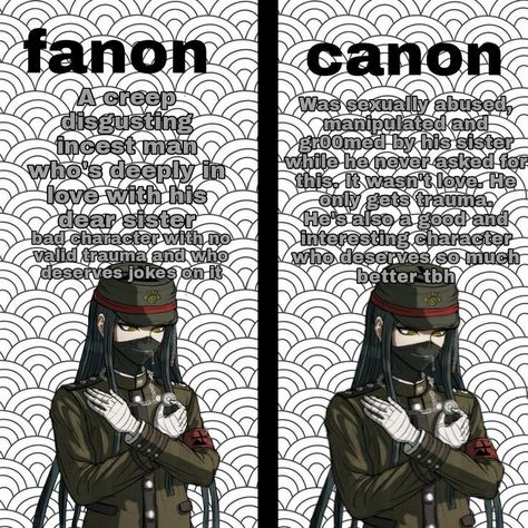 Fanon Vs Canon Danganronpa, Danganronpa V3 Korekiyo, Danganronpa Korekiyo, Korekiyo Shinguji, Danganronpa Funny, Mindless Self Indulgence, Danganronpa Memes, Danganronpa 3, Danganronpa V3