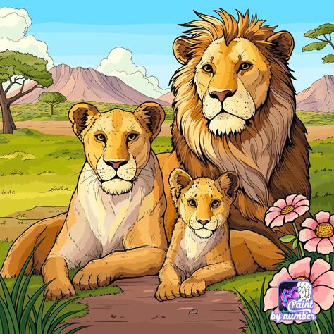 Lion King Family, Free Coloring Pages For Kids, Concept Art Tutorial, Kids Animals, Indian Art Gallery, Female Art Painting, Canvas Painting Designs, Simple Cartoon, Nature Drawing