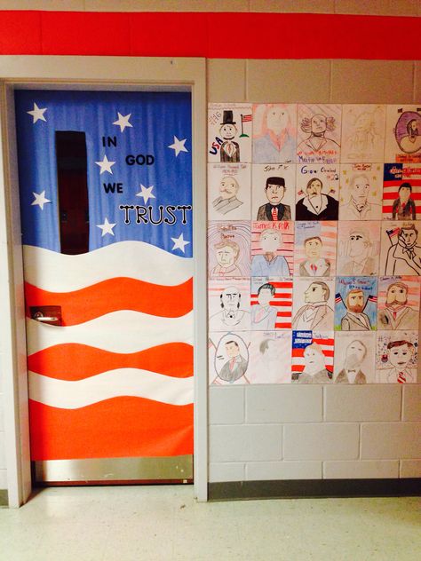 Classroom Door Decoration | Social Studies Patriotic Classroom Door, Patriotic Door Decorations Classroom, History Classroom Door Ideas, Social Studies Door Decorations, Social Studies Classroom Decorations, Patriotic Classroom Theme, Patriotic Classroom, History Classroom Decorations, American History Classroom