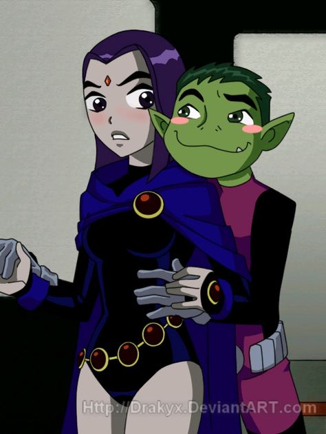 Teen Titans Beast Boy and Raven Beast Boy Costume, Teen Titans Love, Raven Fanart, Raven Beast Boy, Original Teen Titans, Teen Titans Fanart, Teen Titan, Raven Teen Titans, Beast Boy