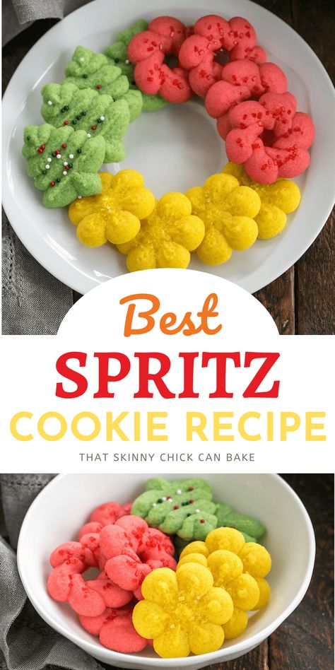 Best Spritz Cookie Recipe, Gluten Free Spritz Cookies, Cream Cheese Spritz Cookies, Butter Spritz Cookies, Spritz Cookie Recipe, Christmas Cookie Swap, Rolled Sugar Cookies, Spritz Cookies, Cookie Spread