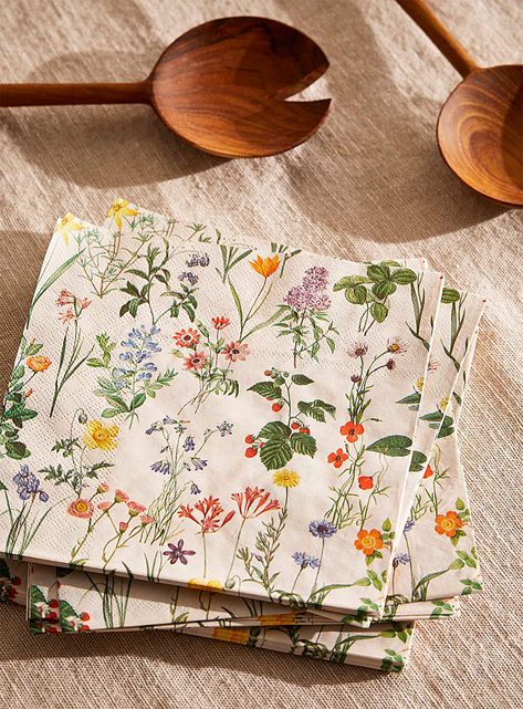 Floral Napkins Wedding, 25 Birthday, Room Items, Mod Podge Crafts, Floral Napkins, Birthday Napkins, Paper Table, Wedding Buffet, Colourful Flowers