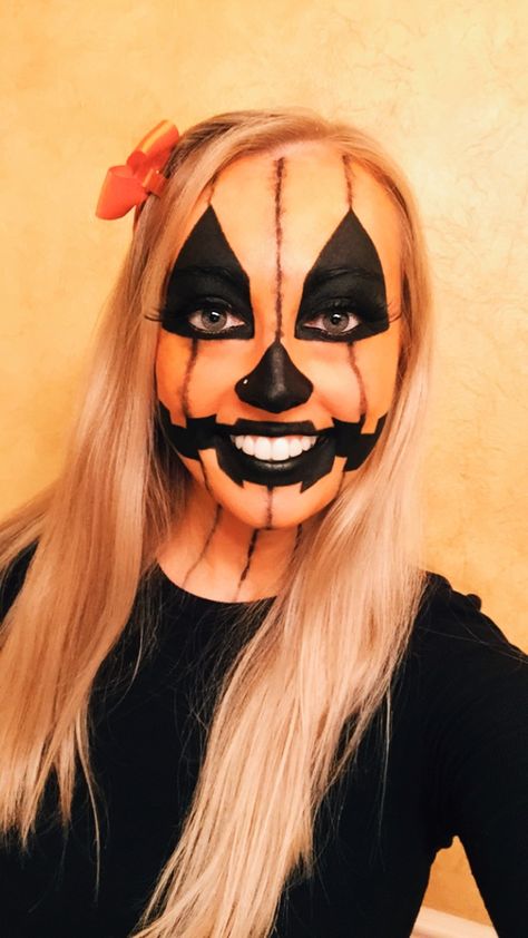 Halloween Makeup Pumpkin Face, Jackolantern Makeup Halloween, Easy Halloween Makeup Pumpkin, Pumkin Makeup Halloween Scary, Halloween Pumkin Makeup Looks, Pumpkin Jack O Lantern, Pumpkin Face, Pumpkin Jack, Halloween Make Up