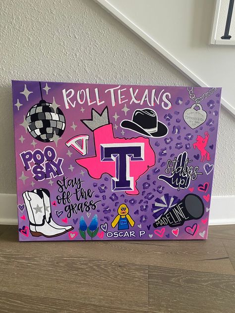 College Paintings, College Canvas Art, Dorm Canvas Art, Dorm Room Paintings, Dorm Canvas, College Canvas, Dorm Paintings, College Flags, Tarleton State University