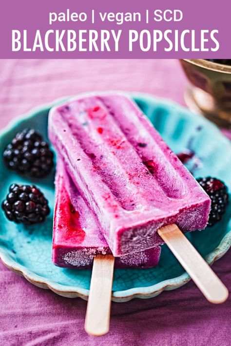 Greek Yogurt Popsicles, Blackberry Yogurt, Berry Yogurt, Healthy Popsicles, Yogurt Popsicles, Blackberry Recipes, 4 Ingredient Recipes, Fruit Pops, Homemade Popsicles