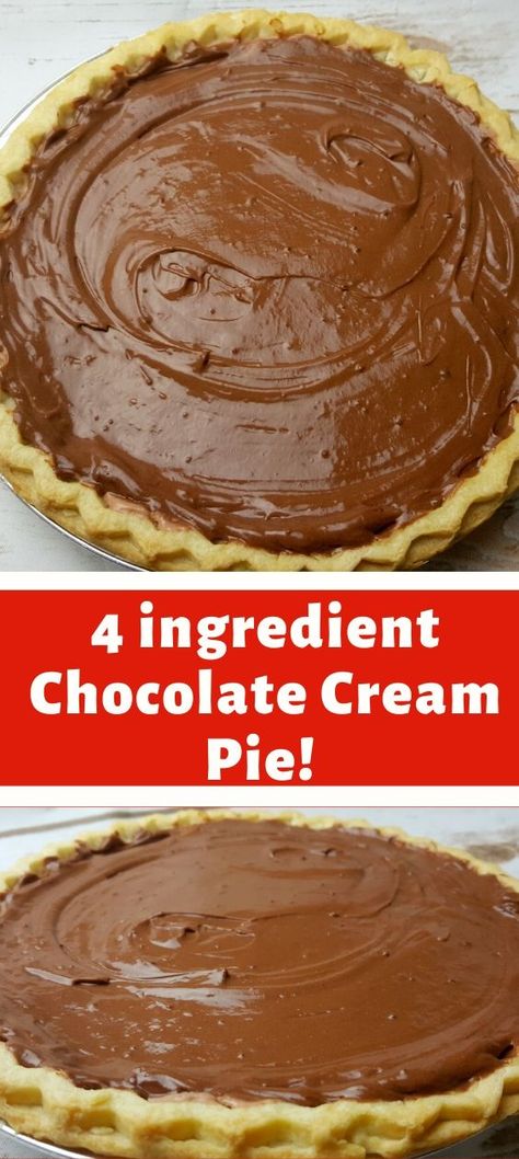 Chocolate Pudding Pie Recipe Easy, Chocolate Pudding Pie Recipe, Heavy Cream Recipes, Pudding Pie Recipes, Easy Chocolate Pie, Chocolate Cream Pie Recipe, Chocolate Pie With Pudding, Frozen Pie Crust, Easy Puddings