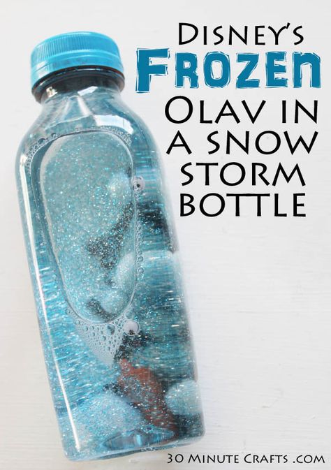 Disney's Frozen - Olaf in a Snow Storm Bottle - 30 Minute Crafts Frozen Arts And Crafts, New Years Pre K Crafts, Disney Sensory Activities, Frozen Arts And Crafts For Kids, Disney Inspired Crafts, Frozen Crafts For Kids Easy, Disney Arts And Crafts For Kids, Disney Week Summer Camp Activities, Disney Snacks For Kids